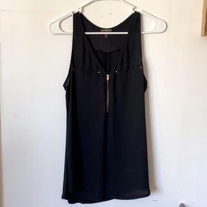 Black, front zip tank top from Express!